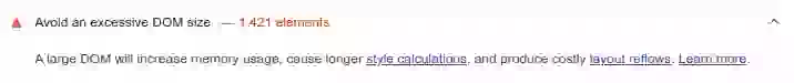 avoid axcessive dom size lighthouse