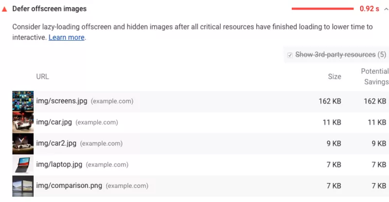 Defer offscreen images lighthouse warning