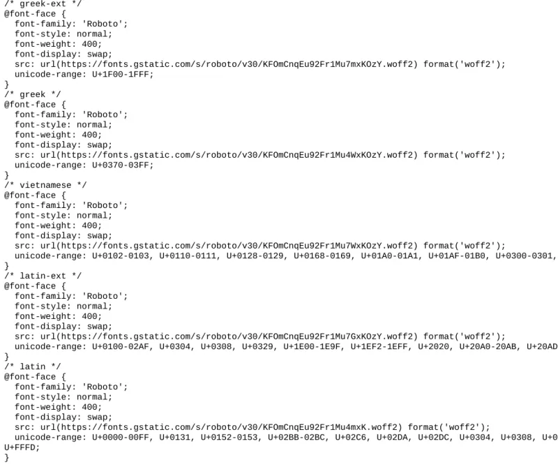 google font stylesheet
