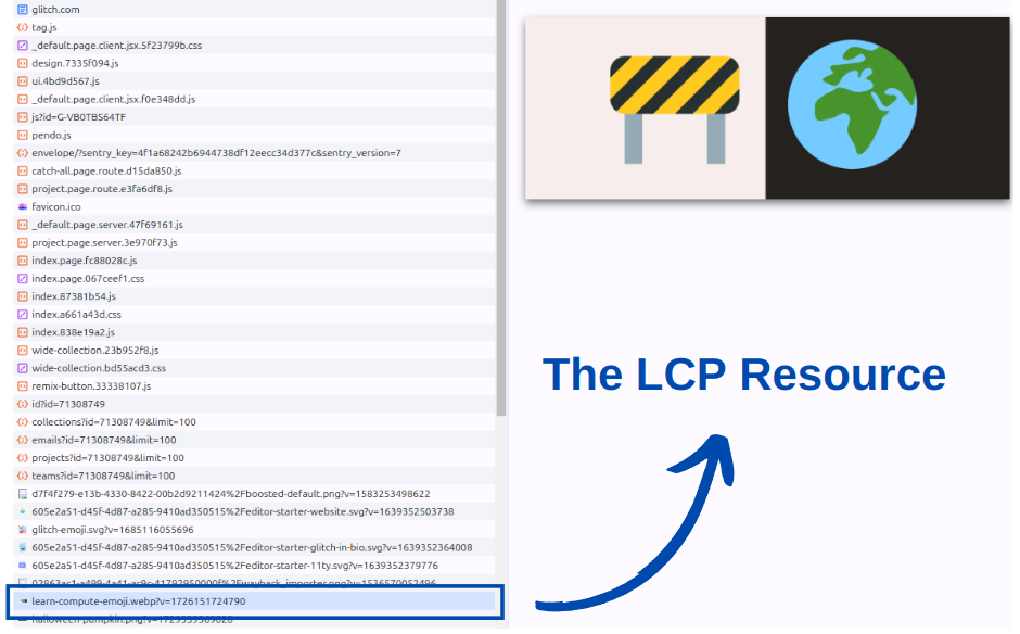 lcp resource load delay devtools network